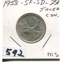 1953 CNDN SF SD SILVER QUARTER