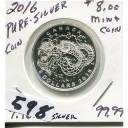 2016 CNDN PURE SILVER EIGHT DOLLAR MINT COIN