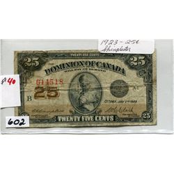 1923 CNDN 25 CENT SHINPLATER NOTE