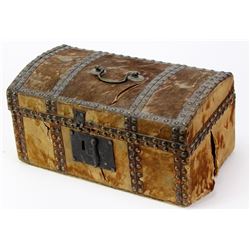 Antique hair on tacked document box,