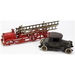 Collection of 2 antique cast iron toys