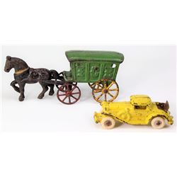 Collection of 2 antique cast iron toys