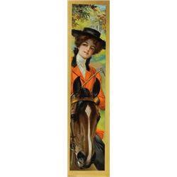 Original yard long litho of woman horse rider