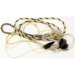 Braided horsehair bosal in black and white