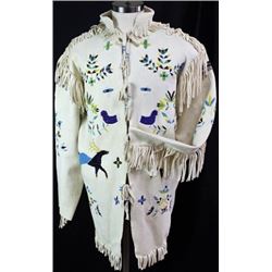 Sioux pictorial beaded and fringed scout jacket