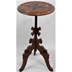 1880's Victorian walnut stand incised carved