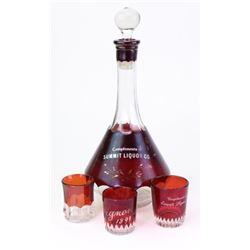 Collection of 4 antique ruby flash items