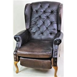 Buffalo leather upholstered wing chair