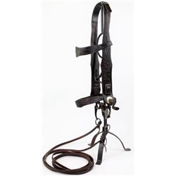Bridle with unmarked floral carved wide cheek