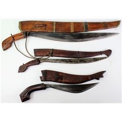 Collection of 3 Philipine knives with sheaths