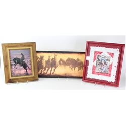 Collection of 3 framed items includes
