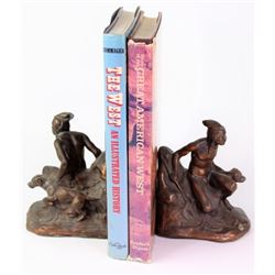 Vintage copper flashed Indian warrior bookends
