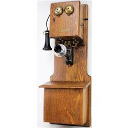 Large oak double box telephone manufactured