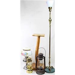 Collection of 5 includes brass Coleman style camp
