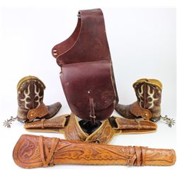 Collection of 4 includes vintage Acme cowboy boots