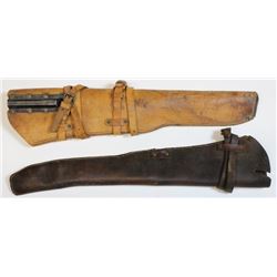 Collection of 2 leather scabbards