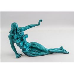 Bronze Sculpture Turquoise Painted Signed Dali