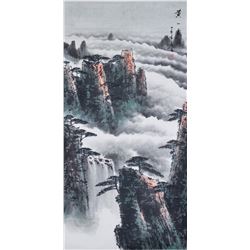 Yanfu Chinese Watercolor Landscape Scroll