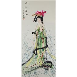 Lv Ji 20th Century Chinese Watercolor Scroll