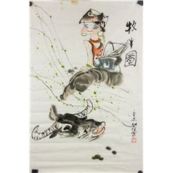 Wang Wei 20th Century Chinese Watercolor Figure