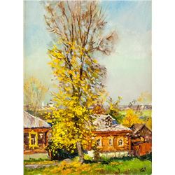 Artist Signed KPM Russian Oil on Canvas Landscape