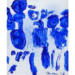 French Abstract Oil on Canvas Signed Yves Klein