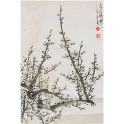 Li Shouzhen Chinese 1909-2003 Watercolor Plum Roll