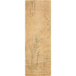 Li Xitong Chinese Watercolor Landscape Scroll