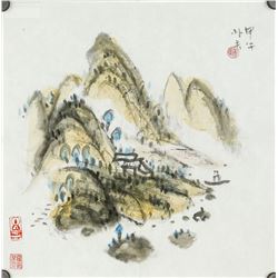 Luo Pufu Chinese b.1989 Watercolor Landscape