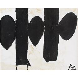 American Abstract Oil on Canvas Signed RM