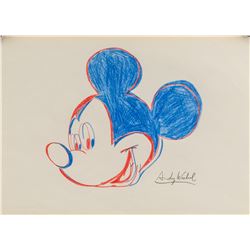 American Pop Art Crayon Mickey Signed Andy Warhol