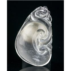 Chinese Icy White Crystal Carved Ruyi Pendant