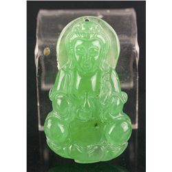 Chinese Fine Green Jade Carved Guanyin Pendant