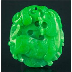 Chinese Green Jade Carved Pendant