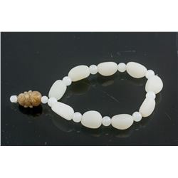 Chinese Hetian White Jade Carved Bracelet w/ CERT