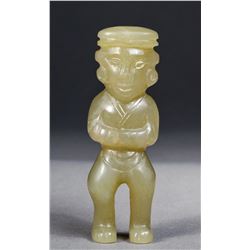 Chinese Hetian White Jade Carved Man Statue