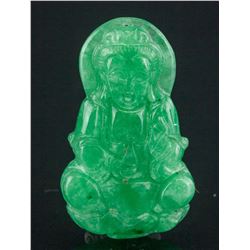 Burma Green Jadeite Carved Guanyin Pendant