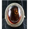 Image 1 : Antique Silver Amber Ring Size 6.25