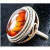 Image 2 : Antique Silver Amber Ring Size 6.25