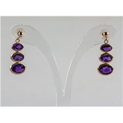 14k Gold Amethyst Dangling Earrings RV $400