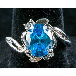 14k Gold Blue Aquamarine Ring Size 8