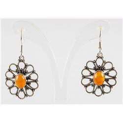 Carnelian Flower Earrings