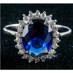 14k Gold Blue Sapphire and Topaz Ring Size 7