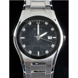 Bulova Unisex Diamond Black Dial Watch RV $350