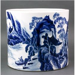 Chinese Blue & White Porcelain Brush Pot Kangxi MK