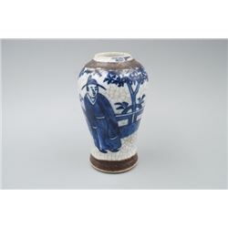 A "Chenghua" Mark Blue-and-White & Tiexiuhua "Figure" Vase.