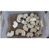 Image 1 : Contents of Tub: White PVC Elbows, Approx. Qty 18