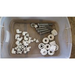 Contents of Tub: PVC Fittings & Lag Bolts