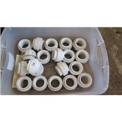 Contents of Tub: White PVC Couplers, Approx. Qty 20