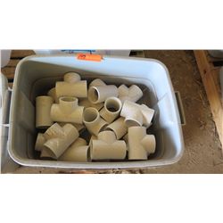 Contents of Tub: PVC T Fittings, Approx. Qty 14